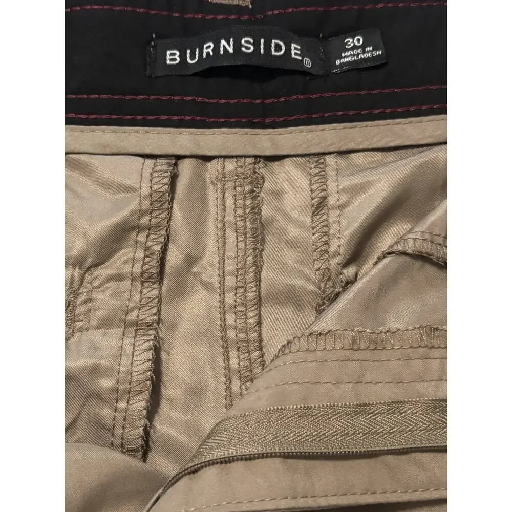 Burnside Cargo Shorts Utility Tan Size 30 Pockets 11” Inseam